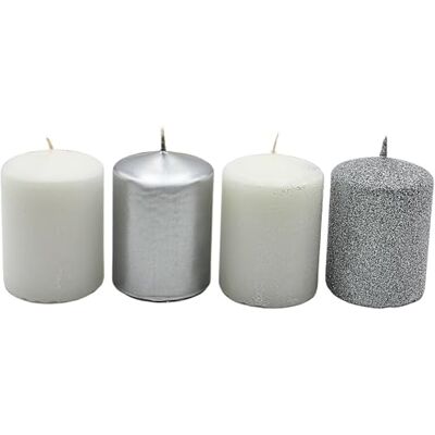 Dekohelden24 Dekorhjälten24 adventsljus, blockljus, adventskransljus, bordsljus, blockljus, tavelljus i silvervitt, leveransomfattning 4 stycken, L/B/H 5 x 5 x 7 cm. Dekohelden24 Dekorhjälten24 adventsljus, blockljus, adventskransljus, bordsljus, blockljus, tavelljus i silvervitt, leveransomfattning 4 stycken, L/B/H 5 x 5 x 7 cm.