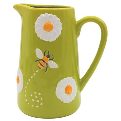 Dekohelden24 XL dekorativ vas, kannevas, blomvas, vårvas, keramikvas, bordsvas, vas med bin och mageriter, vas med bindekor av keramik med handtag i kannform, i grön, L/B/H 20 x 12 x 19 cm. Dekohelden24 XL dekorativ vas, kannevas, blomvas, vårvas, keramikvas, bordsvas, vas med bin och mageriter, vas med bindekor av keramik med handtag i kannform, i grön, L/B/H 20 x 12 x 19 cm.