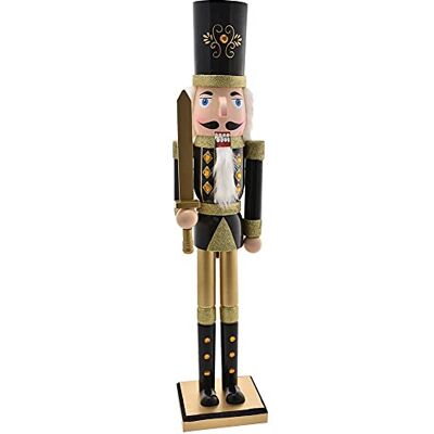 BAKAJI Soldat Jul Nötknäppare i jätte trä höjd 106 cm Skägg och hårmålningar i plysch med fungerande mekanism juldekorationer(Design 4) BAKAJI Soldat Jul Nötknäppare i jätte trä höjd 106 cm Skägg och hårmålningar i plysch med fungerande mekanism juldekorationer(Design 4)