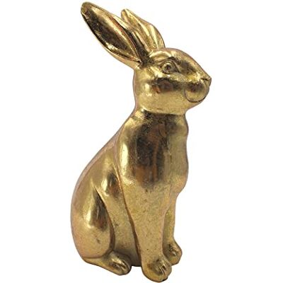 Dekohelden24 Dekorativa hjälte24 gyllene kanin av polyharts, påskhare, påskdekoration, storlek: L/B/H ca. 9 x 5,5 x 16 cm, liten Dekohelden24 Dekorativa hjälte24 gyllene kanin av polyharts, påskhare, påskdekoration, storlek: L/B/H ca. 9 x 5,5 x 16 cm, liten
