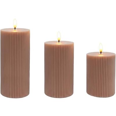 Relaxdays LED-ljus, set om 3, 3 storlekar, flimrande låga, äkta vax, med spår, flamlösa elektriska ljus, gammelrosa Relaxdays LED-ljus, set om 3, 3 storlekar, flimrande låga, äkta vax, med spår, flamlösa elektriska ljus, gammelrosa