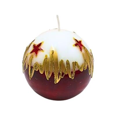 Dekohelden24 Ädel bollljus, bordsljus, dekorationsljus, vaxljus med julmotiv, julljus som kula, 8 cm jul, i vitt, rött och guld. Dekohelden24 Ädel bollljus, bordsljus, dekorationsljus, vaxljus med julmotiv, julljus som kula, 8 cm jul, i vitt, rött och guld.