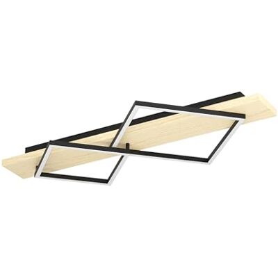 EGLO Boyal LED-taklampa, med 2 lampor vardagsrumslampa i ljust trä och svart metall, FSC-certifierad taklampa, varmvitt ljus, 78 cm EGLO Boyal LED-taklampa, med 2 lampor vardagsrumslampa i ljust trä och svart metall, FSC-certifierad taklampa, varmvitt ljus, 78 cm