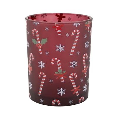Cosy & Trendy Cosy Home julljuskrona i glas med form av godiskäpp, vinröd, 10 x 10 x 13 cm Cosy & Trendy Cosy Home julljuskrona i glas med form av godiskäpp, vinröd, 10 x 10 x 13 cm
