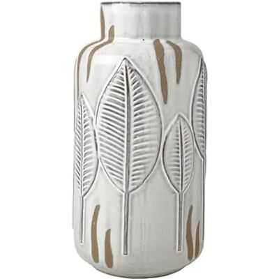 Mikasa präglade löv vit och beige keramisk vas, 13 x 14 x 25 x 25 cm Mikasa präglade löv vit och beige keramisk vas, 13 x 14 x 25 x 25 cm