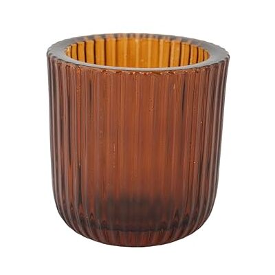 Cosy & Trendy Cosy Home Set med 6 ljuskronor i glas Ribs, brun, 7,5 x 7,5 x 8 cm Cosy & Trendy Cosy Home Set med 6 ljuskronor i glas Ribs, brun, 7,5 x 7,5 x 8 cm