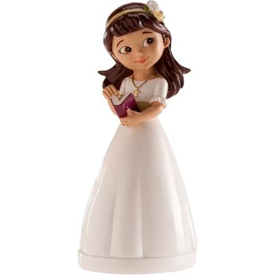 dekora tiv Figur för Första Kommunionen Flicka med Bibel Tillverkad i Harts Tårttion 13 cm Hög Unik och Detaljerad Design Livsmedelssäker dekora tiv Figur för Första Kommunionen Flicka med Bibel Tillverkad i Harts Tårttion 13 cm Hög Unik och Detaljerad Design Livsmedelssäker