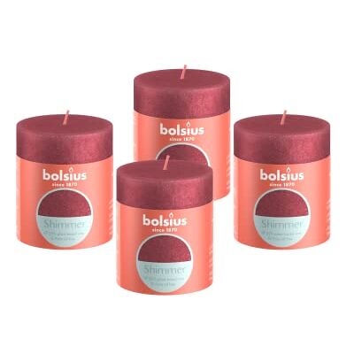 bolsius Rustikt Ljus Shimmer Rött 8cm 4 Stycken bolsius Rustikt Ljus Shimmer Rött 8cm 4 Stycken