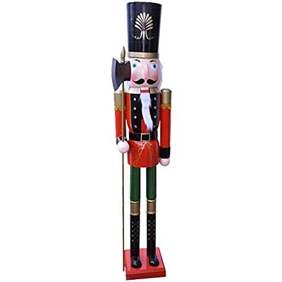 BAKAJI Soldat Jul Nötknäppare i jätte trä höjd 106 cm Skägg och hårmålningar i plysch med fungerande mekanism juldekorationer (Design 14) BAKAJI Soldat Jul Nötknäppare i jätte trä höjd 106 cm Skägg och hårmålningar i plysch med fungerande mekanism juldekorationer (Design 14)