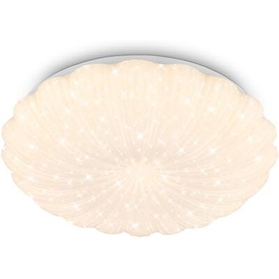 BRILONER LED-taklampa med stjärnhimmelseffekt, varmvit belysning, dekorativ vågig kant, vardagsrumsljuskrona, kökskrona, LED-taklampa vardagsrum, 38,5 x 8,5 cm, vit BRILONER LED-taklampa med stjärnhimmelseffekt, varmvit belysning, dekorativ vågig kant, vardagsrumsljuskrona, kökskrona, LED-taklampa vardagsrum, 38,5 x 8,5 cm, vit