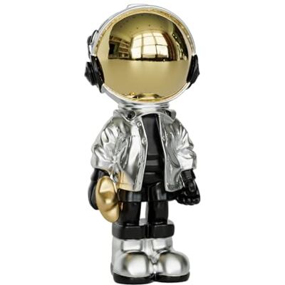 EZ4ENCE Liten statyett staty astronaut skulptur dekor, skulptur för heminredning, konst silver hylla dekoration, cool metallmask bordsdekor, miniprydnad EZ4ENCE Liten statyett staty astronaut skulptur dekor, skulptur för heminredning, konst silver hylla dekoration, cool metallmask bordsdekor, miniprydnad