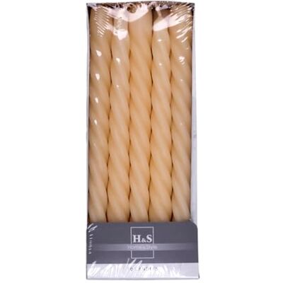 DONAU HOME Set släta stavljus/kräm, beige/10 stycken i lådan/24 x Ø 2,2 cm oparfymerade/vridna tavla/7 timmars brinntid/ljusstakar spiralljus/i barockstil DONAU HOME Set släta stavljus/kräm, beige/10 stycken i lådan/24 x Ø 2,2 cm oparfymerade/vridna tavla/7 timmars brinntid/ljusstakar spiralljus/i barockstil