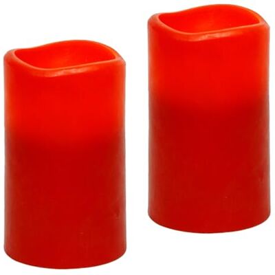 Flair Flower LED ljus äkta vax ljus LED-ljus flimrande varmt vitt stämningsljus belysning dekoration stubbljus stora adventsljus adventskrans, krans romantisk alla hjärtans dag set om 2, röd Flair Flower LED ljus äkta vax ljus LED-ljus flimrande varmt vitt stämningsljus belysning dekoration stubbljus stora adventsljus adventskrans, krans romantisk alla hjärtans dag set om 2, röd