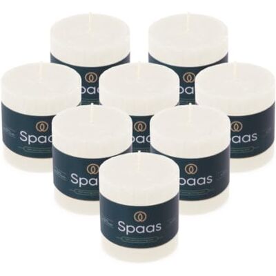 Spaas 8x Rustikt pelarljus 70/70 mm 25 timmar, Vit Spaas 8x Rustikt pelarljus 70/70 mm 25 timmar, Vit