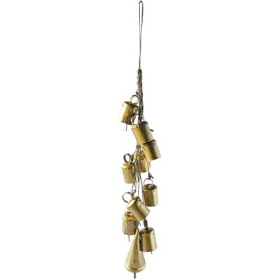 Creative Kreativ Co-Op 33 cm H handgjorda hängande metallklockor på jute-rep, guldfinish Creative Kreativ Co-Op 33 cm H handgjorda hängande metallklockor på jute-rep, guldfinish