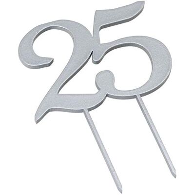 Mopec Tårttopp i trä, 25 årsdag, silver, 12 x 17 cm, 2 Mopec Tårttopp i trä, 25 årsdag, silver, 12 x 17 cm, 2