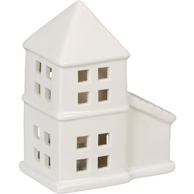 RELAXDAYS Vit keramik hus - Ljusstake för tealights RELAXDAYS Vit keramik hus - Ljusstake för tealights