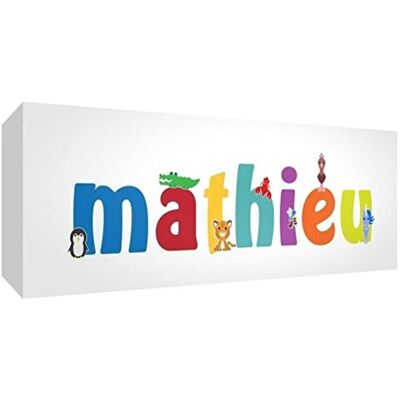 Little Helper canvas box galleri, förpackad med färgglad frontpanel illustrativ stil med namnet de jeune pojkar Mathieu 15 x 42 x 3 cm liten Little Helper canvas box galleri, förpackad med färgglad frontpanel illustrativ stil med namnet de jeune pojkar Mathieu 15 x 42 x 3 cm liten