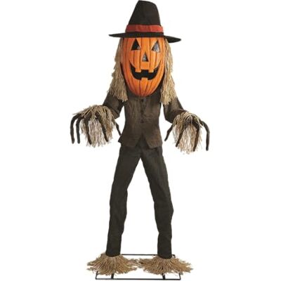 Riethmüller Animatronic XL Jack O'Lantern 182 cm – Halloween-dekoration inomhus – animerat, lysande pumpahuvud, rörlig överkropp, ljud och rörelsesensor – 3 språk Riethmüller Animatronic XL Jack O'Lantern 182 cm – Halloween-dekoration inomhus – animerat, lysande pumpahuvud, rörlig överkropp, ljud och rörelsesensor – 3 språk