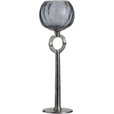 BigBuy Home Ljushållare Glas Grå Metall 13 x 13 x 38 cm Silver BigBuy Home Ljushållare Glas Grå Metall 13 x 13 x 38 cm Silver