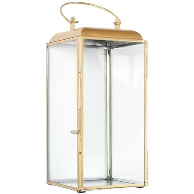 HOME DECO FACTORY , HD9145, Lykta i guldmetall och glas, elegant och mångsidig design, perfekt som ljushållare eller värmeljushållare, för en varm atmosfär Storlek: H30 cm, Guld/Transparent HOME DECO FACTORY , HD9145, Lykta i guldmetall och glas, elegant och mångsidig design, perfekt som ljushållare eller värmeljushållare, för en varm atmosfär Storlek: H30 cm, Guld/Transparent