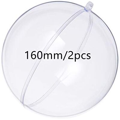 KENAST Klar plast fyllbara prydnadsboll, gör-det-själv-prydnader till jul, bröllop, fest, heminredning (160 mm diameter/2 st) KENAST Klar plast fyllbara prydnadsboll, gör-det-själv-prydnader till jul, bröllop, fest, heminredning (160 mm diameter/2 st)