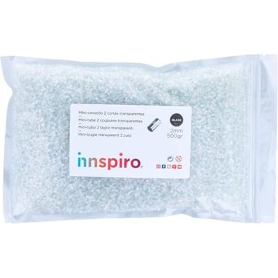 INNSPIRO Glassten mini transparent cylinder diam. 2x2mm. 500gr. INNSPIRO Glassten mini transparent cylinder diam. 2x2mm. 500gr.