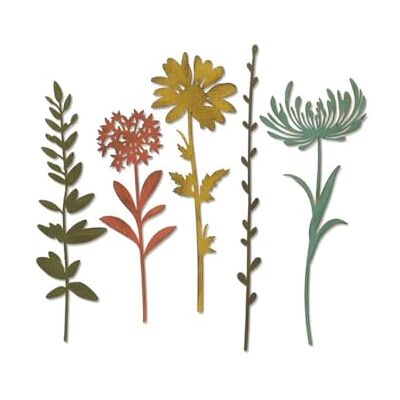 Sizzix Thinlits stansningsmallar 5 st – vilda blommor stjälkar #1 från Tim Holtz Sizzix Thinlits stansningsmallar 5 st – vilda blommor stjälkar #1 från Tim Holtz