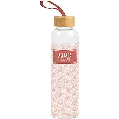 Grafik Werkstatt Grafik-Werkstatt Unisex – glas drickflaska för vuxna med roligt ordspråk med greppslinga 550 ml vardagshjälte, rosa, liten Grafik Werkstatt Grafik-Werkstatt Unisex – glas drickflaska för vuxna med roligt ordspråk med greppslinga 550 ml vardagshjälte, rosa, liten