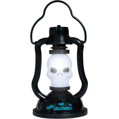 FIESTAS GUIRCA Skalle lykta med ljus och ljud (15 cm) Halloween fest- och festdekoration belysning och skrämmande effekter perfekt för skrämmande miljöer svart och vitt FIESTAS GUIRCA Skalle lykta med ljus och ljud (15 cm) Halloween fest- och festdekoration belysning och skrämmande effekter perfekt för skrämmande miljöer svart och vitt