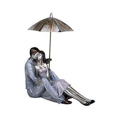 Maturi Sommaren av kärlekspar sitter ner och omfamnar med paraplyfigur, present, heminredning, 24 cm / 9,4 tum Maturi Sommaren av kärlekspar sitter ner och omfamnar med paraplyfigur, present, heminredning, 24 cm / 9,4 tum