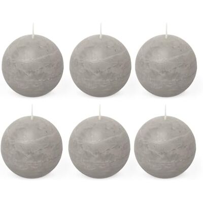 Spaas 6x Rustikt boll-ljus 80 mm 24 timmar, Ljusgrå Spaas 6x Rustikt boll-ljus 80 mm 24 timmar, Ljusgrå