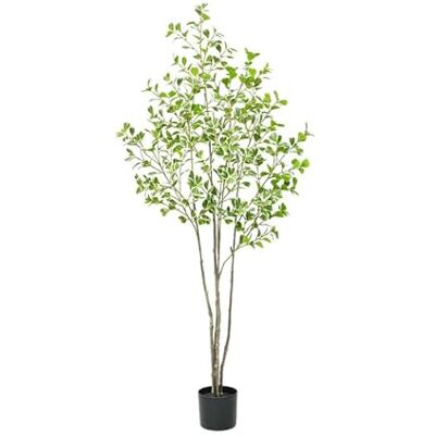 Zstar Konstgjort Ficus-träd, 180 cm stort, realistiskt ficus-träd i kruka, med realistiska blad och stam, stora konstgjorda växter för sovrum, balkong, inredning Zstar Konstgjort Ficus-träd, 180 cm stort, realistiskt ficus-träd i kruka, med realistiska blad och stam, stora konstgjorda växter för sovrum, balkong, inredning