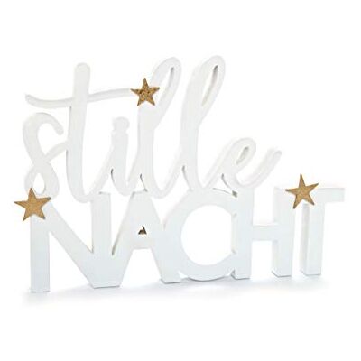 HEITMANN DECO Lycklig fest av trä – vit, guld, glitter – med stjärnor – stativ – juldekoration HEITMANN DECO Lycklig fest av trä – vit, guld, glitter – med stjärnor – stativ – juldekoration