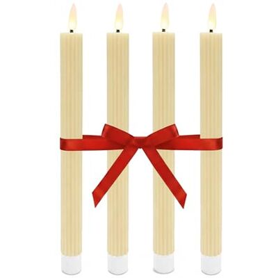 Relaxdays LED stavljus, set om 4, H x D: 25 x 2 cm, flimrande låga, äkta vax, spår, flamlösa ljus, beige Relaxdays LED stavljus, set om 4, H x D: 25 x 2 cm, flimrande låga, äkta vax, spår, flamlösa ljus, beige