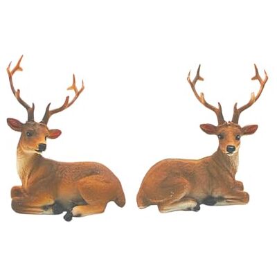 Dekohelden24 Detaljerat set med 2 hjortar, dekorativa renar, dekorativa rådjur med detaljerat horn, rådjur, renfigurer, liggande hjortar av keramik i brunt; mått på en dekorativ figur hjort: L/B/H 8 x 5 x 10 cm. Dekohelden24 Detaljerat set med 2 hjortar, dekorativa renar, dekorativa rådjur med detaljerat horn, rådjur, renfigurer, liggande hjortar av keramik i brunt; mått på en dekorativ figur hjort: L/B/H 8 x 5 x 10 cm.