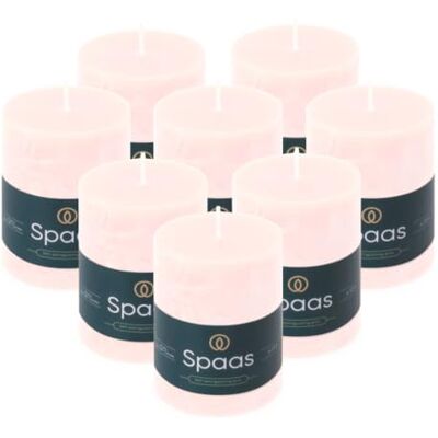 Spaas 8x Rustikt pelarljus 70/95 mm 35 timmar, Ljusrosa Spaas 8x Rustikt pelarljus 70/95 mm 35 timmar, Ljusrosa