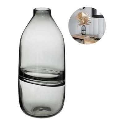 Avilia Vase för blommor och dekorationer vas för rumsinredning, kök och vardagsrum, av glas, 13,7 x 30 cm, grå Avilia Vase för blommor och dekorationer vas för rumsinredning, kök och vardagsrum, av glas, 13,7 x 30 cm, grå