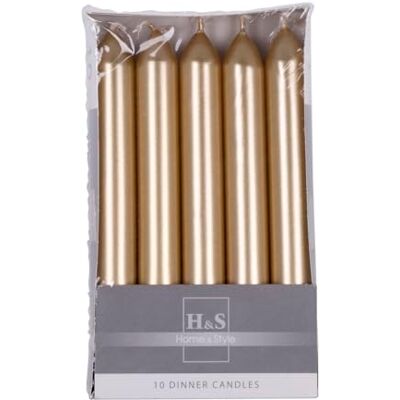 DONAU HOME Set släta målade stavljus/guld/10 stycken i låda/17 x Ø 2 cm oparfymerad/cylindriska/tavla ljus för dekoration i vardagsrum, badrum/6 timmars brinntid DONAU HOME Set släta målade stavljus/guld/10 stycken i låda/17 x Ø 2 cm oparfymerad/cylindriska/tavla ljus för dekoration i vardagsrum, badrum/6 timmars brinntid