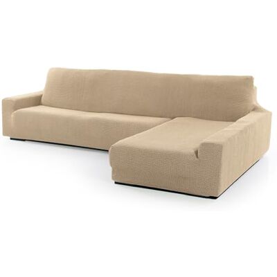FAVERTI ® Superstretchigt överdrag schäslong lång höger arm (sett framsida) NOVELE-modell beige kvalitetsskydd av jacquardtyg med bomullskänsla FAVERTI ® Superstretchigt överdrag schäslong lång höger arm (sett framsida) NOVELE-modell beige kvalitetsskydd av jacquardtyg med bomullskänsla