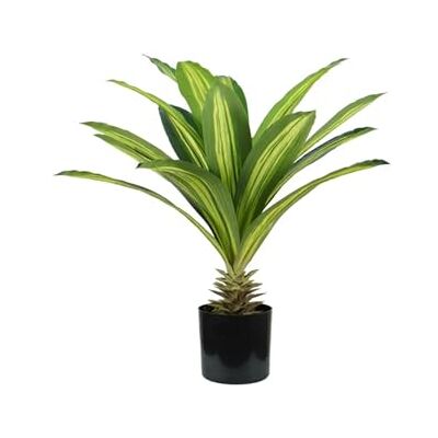 Wintem Konstgjord växt, 60 cm polyeten Dracaena med 19 blad och vas med mossa, heminredning Wintem Konstgjord växt, 60 cm polyeten Dracaena med 19 blad och vas med mossa, heminredning