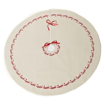 HEITMANN DECO – runt linne-trädfilt – skydd mot barr – gran underlag – jul – vit, röd HEITMANN DECO – runt linne-trädfilt – skydd mot barr – gran underlag – jul – vit, röd