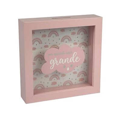 Creative Stor rosa träspargris, 16 x 16 cm, regnbåge och molndesign, för flickor Creative Stor rosa träspargris, 16 x 16 cm, regnbåge och molndesign, för flickor