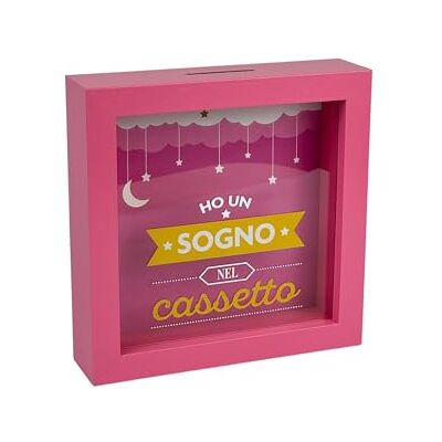 Creative Dekorativ spargris "Jag har en dröm i lådan", rosa, 16 x 16 cm, med måne och stjärndesign Creative Dekorativ spargris "Jag har en dröm i lådan", rosa, 16 x 16 cm, med måne och stjärndesign