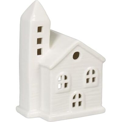 Relaxdays Keramiska värmeljushus för 1 värmeljus, H x B x D: 13,5 x 10 x 7 cm, värmeljushållare kyrka, vit Relaxdays Keramiska värmeljushus för 1 värmeljus, H x B x D: 13,5 x 10 x 7 cm, värmeljushållare kyrka, vit