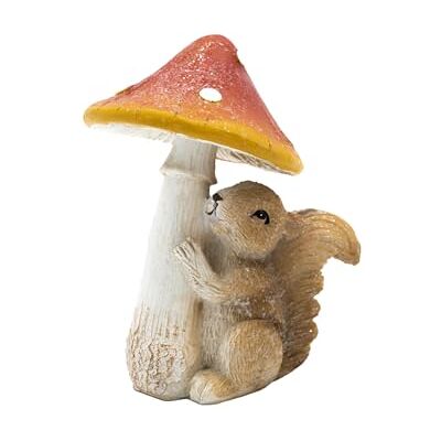 HEITMANN DECO flugsvamp med ekorre – keramisk figur ca 13 cm, dekoration för bord, fönster och hylla, röd/vit/natur HEITMANN DECO flugsvamp med ekorre – keramisk figur ca 13 cm, dekoration för bord, fönster och hylla, röd/vit/natur