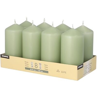 Starpak 8 blockljus Ø 47 mm – 100 mm jadegrön Starpak 8 blockljus Ø 47 mm – 100 mm jadegrön
