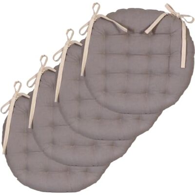 Atout Ciel Set med 4 tvåfärgade runda stolsöverdrag D 40 cm, beige/grå Atout Ciel Set med 4 tvåfärgade runda stolsöverdrag D 40 cm, beige/grå