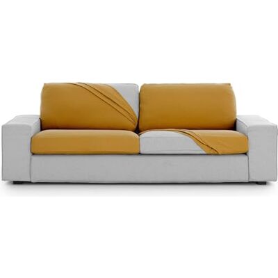 ECOMMERC3 Sätesöverdrag för bielastisk soffa storlek XL Justering av senapsfärgat stolsöverdrag, lätt att sätta på och ta av med gummering ECOMMERC3 Sätesöverdrag för bielastisk soffa storlek XL Justering av senapsfärgat stolsöverdrag, lätt att sätta på och ta av med gummering
