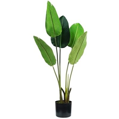 Avilia Konstgjord Strelitzia-växt, med 5 blad, 100 cm, kruka med naturlig mossa, perfekt för inomhusbruk, falsk växt inomhus Avilia Konstgjord Strelitzia-växt, med 5 blad, 100 cm, kruka med naturlig mossa, perfekt för inomhusbruk, falsk växt inomhus